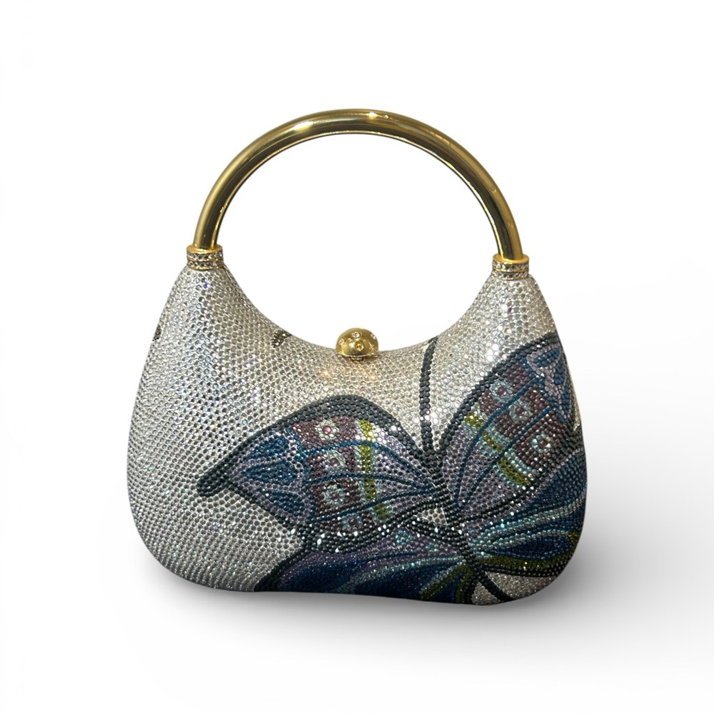 Vintage JUDITH LEIBER BUTTERFLY TOP HANDLE GEM SWAROVSKI CRYSTAL BAG